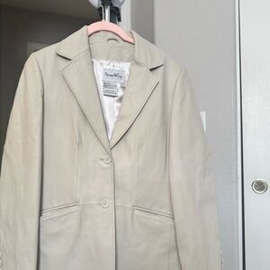 Pamela McCoy Women's Beige Leather Jacket